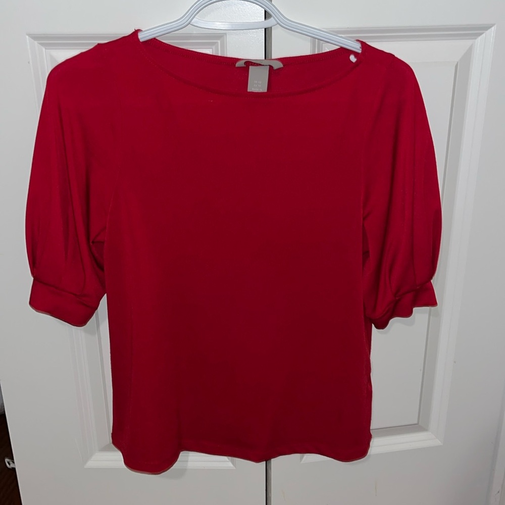 Red Blouse Puff Sleeve H&M